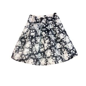 Xhilaration Black & White Floral A-Line Skirt